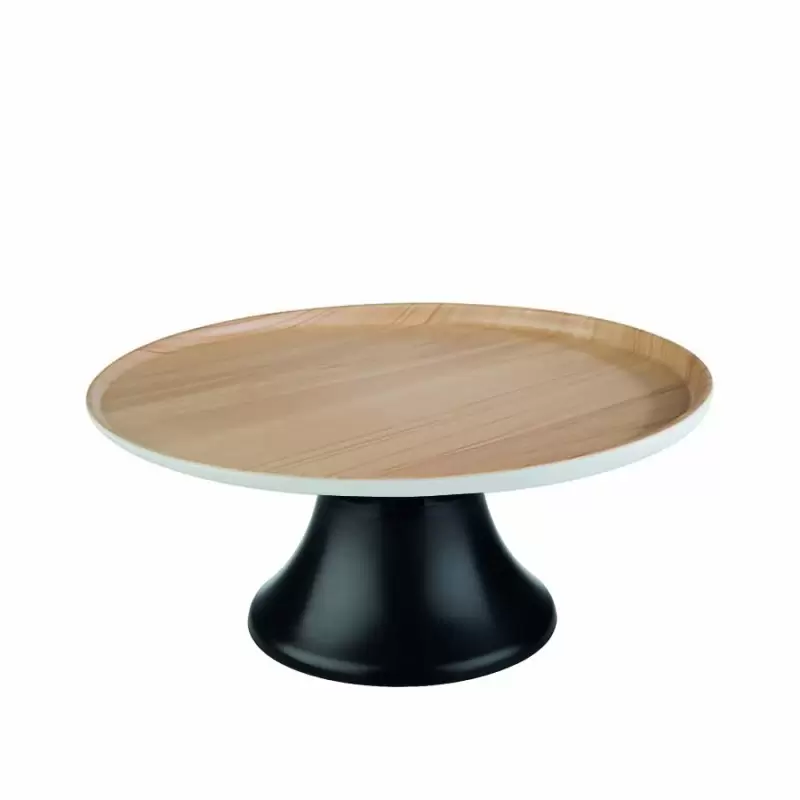 Melamine Display Tray - Wood Print Plate With White Rim - 31.5 cm Melamine Display Tray - Wood Print Plate With White Rim - 31.5 cm