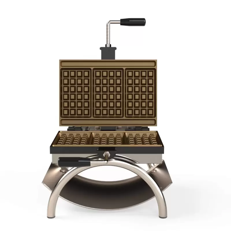 Belgian High Quality Cast Iron Electric Brussels Waffle Iron for 3 Brussels waffles - 4x6 teeth Belgian High Quality Cast Iron Electric Brussels Waffle Iron for 3 Brussels waffles - 4x6 teeth