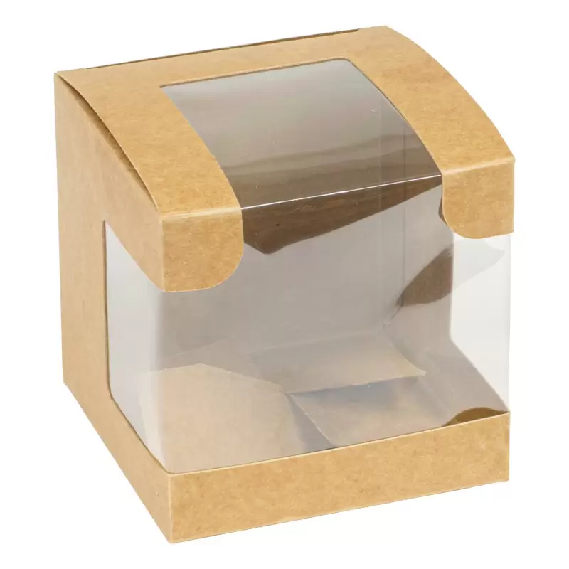 Brown Kraft Cookie and Confections Box with Window - 4" Square - 200 pcs Brown Kraft Cookie and Confections Box with Window - 4" Square - 200 pcs