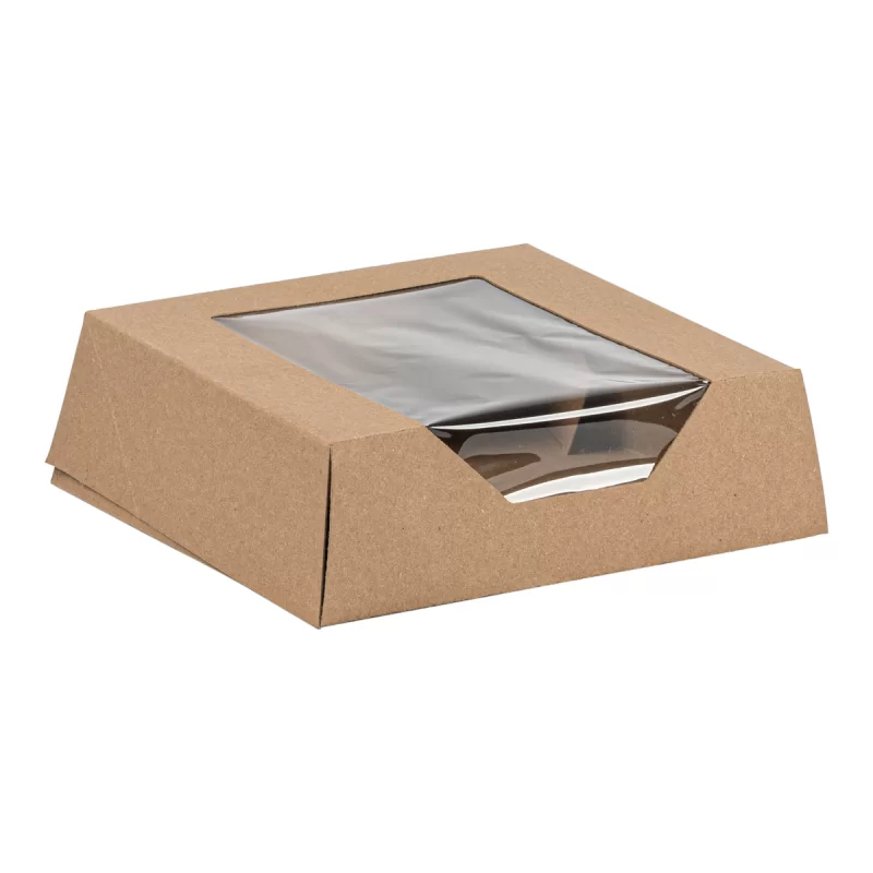 Brown Kraft Pie Tart Box with Window - 8.43" x 8.43" x 2.5" - 100 pcs Brown Kraft Pie Tart Box with Window - 8.43" x 8.43" x 2.5" - 100 pcs