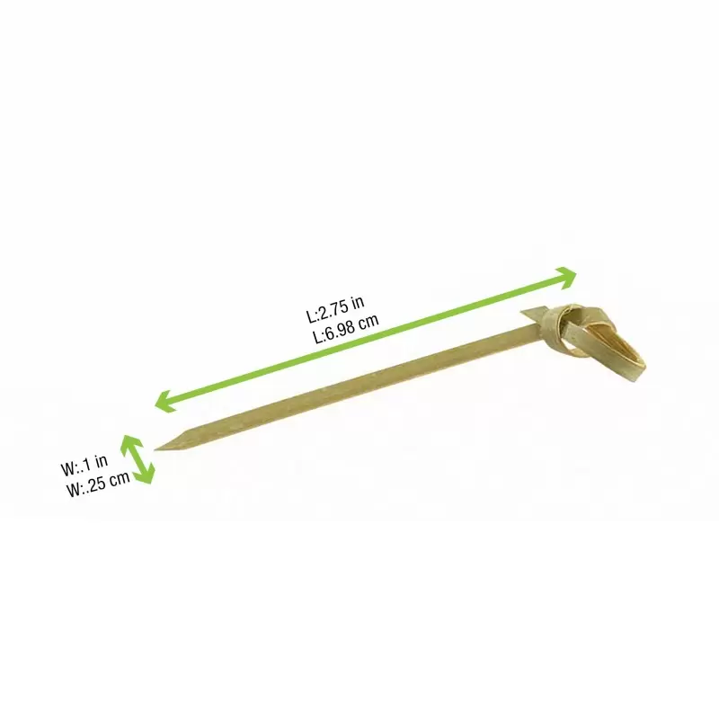 PacknWood Bamboo Knotted Skewers - 2.8'' - 2000 pcs PacknWood Bamboo Knotted Skewers - 2.8'' - 2000 pcs