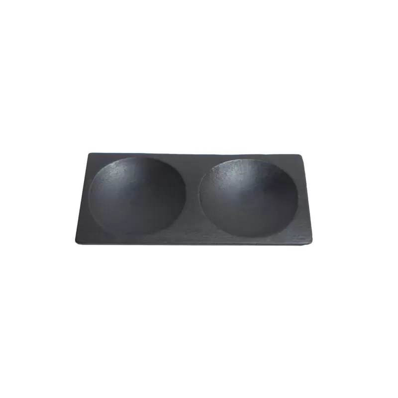 PacknWood Mini Black Bamboo Plate 2 Compartments - 4.7 x 2.4'' - 96 pcs PacknWood Mini Black Bamboo Plate 2 Compartments - 4.7 x 2.4'' - 96 pcs