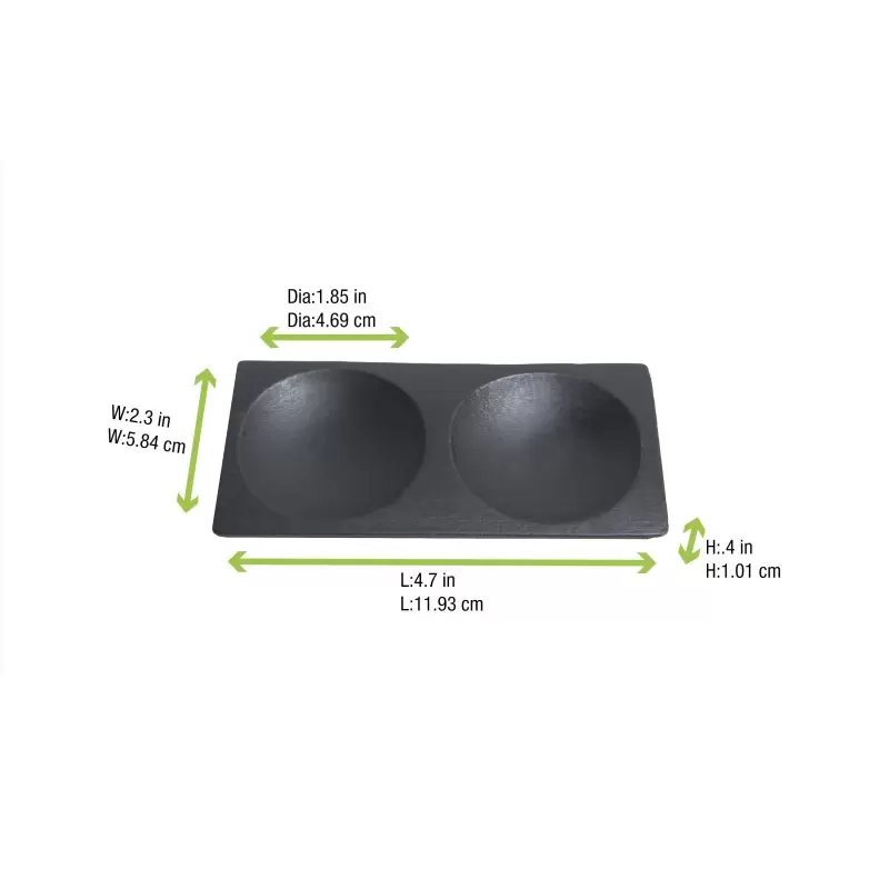 PacknWood Mini Black Bamboo Plate 2 Compartments - 4.7 x 2.4'' - 96 pcs PacknWood Mini Black Bamboo Plate 2 Compartments - 4.7 x 2.4'' - 96 pcs