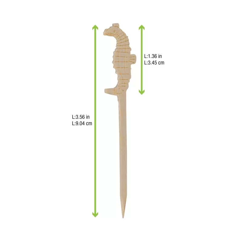 PacknWood Bamboo Seahorse Pick - 3.5'' - 2000 pcs PacknWood Bamboo Seahorse Pick - 3.5'' - 2000 pcs