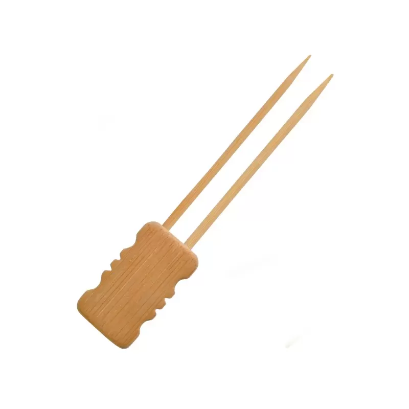 PacknWood Double Prong Bamboo Skewer With Block End - 5.9'' - 480 pcs PacknWood Double Prong Bamboo Skewer With Block End - 5.9'' - 480 pcs