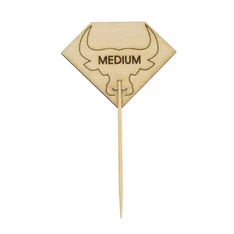 PacknWood Diamond Shaped Steak Markers With Bull Head Medium - H:3.7'' W:2.1'' - 1000 pcs PacknWood Diamond Shaped Steak Markers With Bull Head Medium - H:3.7'' W:2.1'' - 1000 pcs