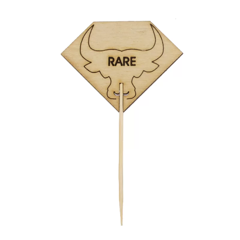PacknWood Diamond Shaped Steak Markers With Bull Head Rare - H:3.7'' W:2.1'' - 1000 pcs PacknWood Diamond Shaped Steak Markers With Bull Head Rare - H:3.7'' W:2.1'' - 1000 pcs