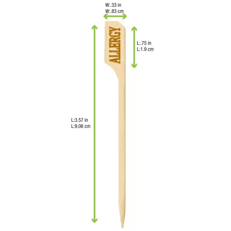 PacknWood Food Information Picks Allergy - H:3.5'' x W:0.03'' - 1000 pcs PacknWood Food Information Picks Allergy - H:3.5'' x W:0.03'' - 1000 pcs