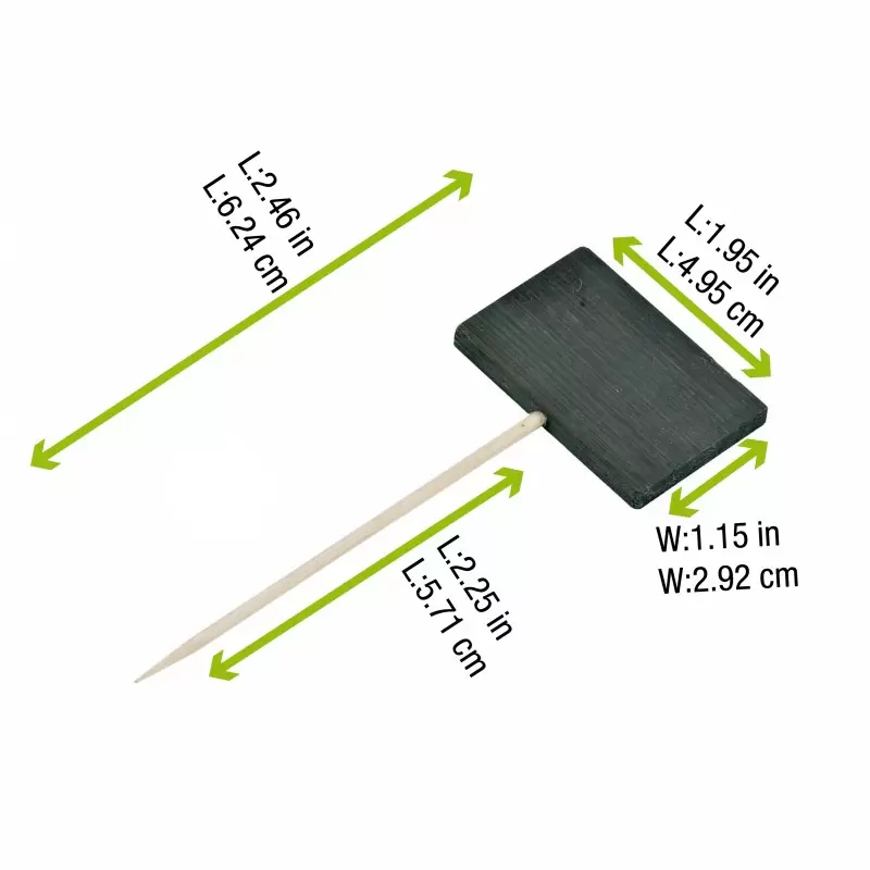 PacknWood Bamboo Pick With Black Slate End - 3.5'' Board Diam.2 x 1.25'' - 400 pcs PacknWood Bamboo Pick With Black Slate End - 3.5'' Board Diam.2 x 1.25'' - 400 pcs