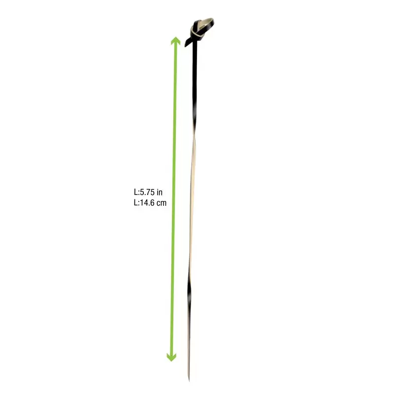 PacknWood Black Bamboo Looped Skewer With Twisted Stem - 5.9'' - 2000 pcs PacknWood Black Bamboo Looped Skewer With Twisted Stem - 5.9'' - 2000 pcs
