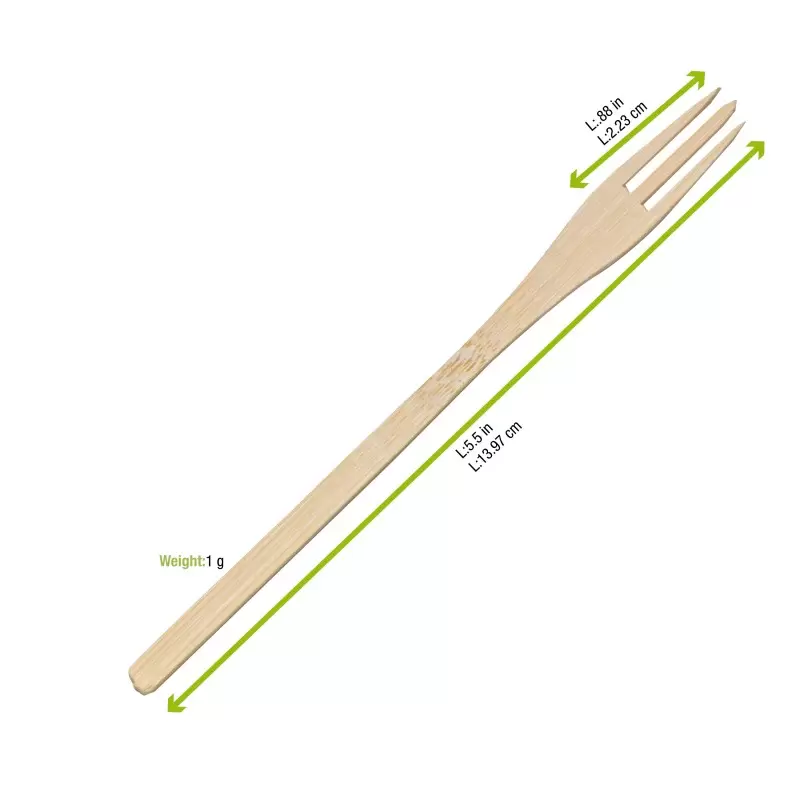 PacknWood Bamboo Fork - 5.5'' - 500 pcs PacknWood Bamboo Fork - 5.5'' - 500 pcs