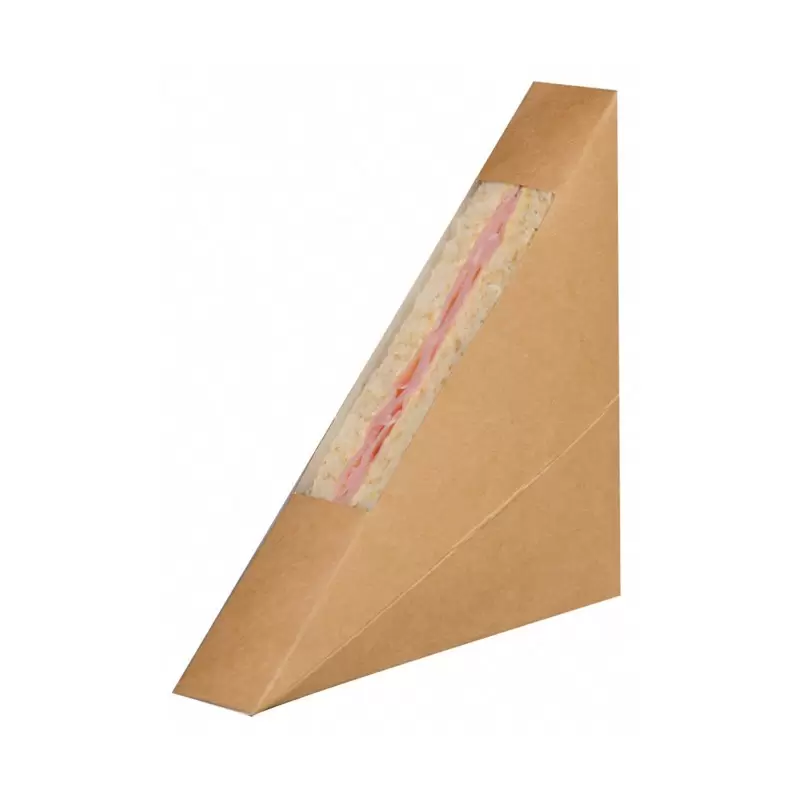 PacknWood Kraft Single Sandwich Box With Pet Window - 4.8 x 1 x 4.8'' - 500 pcs PacknWood Kraft Single Sandwich Box With Pet Window - 4.8 x 1 x 4.8'' - 500 pcs