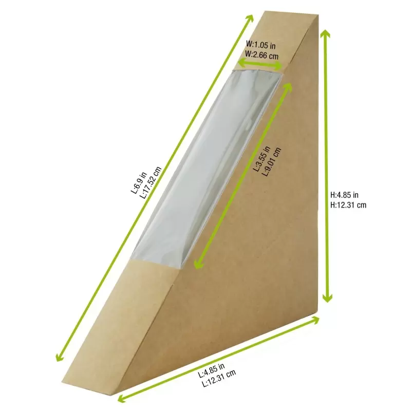 PacknWood Kraft Single Sandwich Box With Pet Window - 4.8 x 1 x 4.8'' - 500 pcs PacknWood Kraft Single Sandwich Box With Pet Window - 4.8 x 1 x 4.8'' - 500 pcs