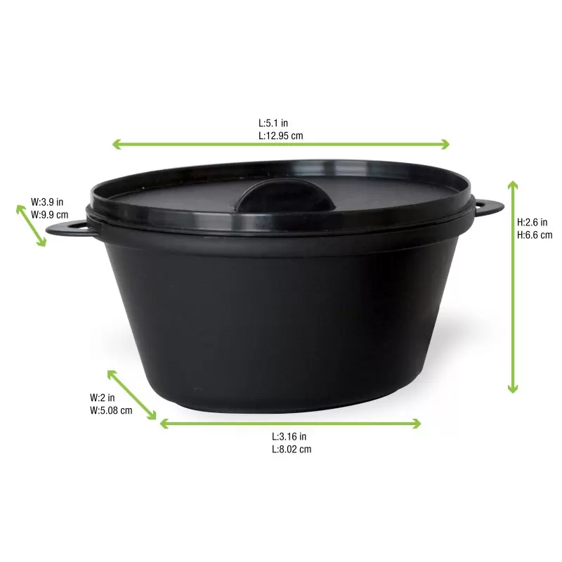 PacknWood Small Black Casserole Dish With Lid - 12oz 5 x 4 x 3'' - 144 pcs PacknWood Small Black Casserole Dish With Lid - 12oz 5 x 4 x 3'' - 144 pcs