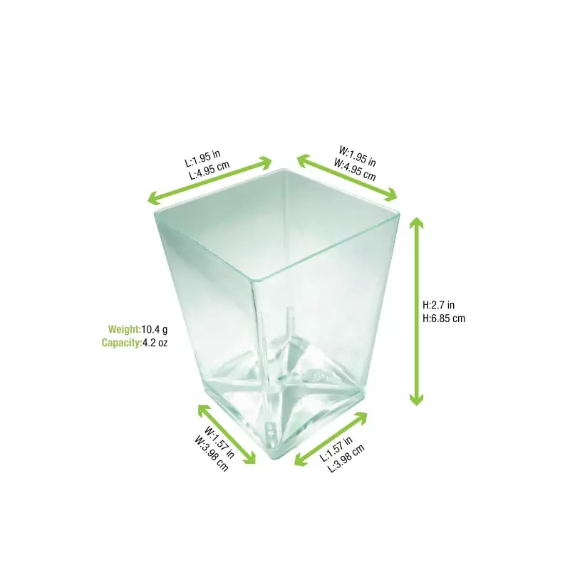 PacknWood Transparent Green Cup - 4.2oz 2 x 2 x 2.8'' - 432 pcs PacknWood Transparent Green Cup - 4.2oz 2 x 2 x 2.8'' - 432 pcs