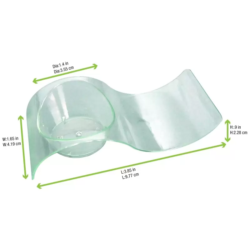 PacknWood Green Transparent Wave Dish - 0.25oz 3.7 x 1.6 x 0.9'' - 200 pcs PacknWood Green Transparent Wave Dish - 0.25oz 3.7 x 1.6 x 0.9'' - 200 pcs
