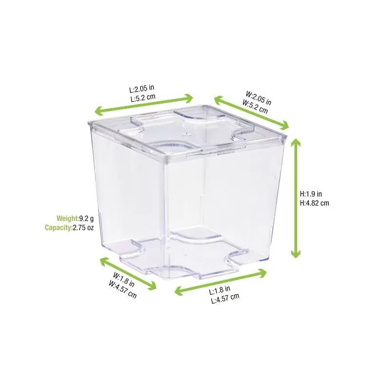 PacknWood Clear Cubic Mini Dish - 2.75oz 1.96 x 1.96 x 1.77'' - 576 pcs PacknWood Clear Cubic Mini Dish - 2.75oz 1.96 x 1.96 x 1.77'' - 576 pcs