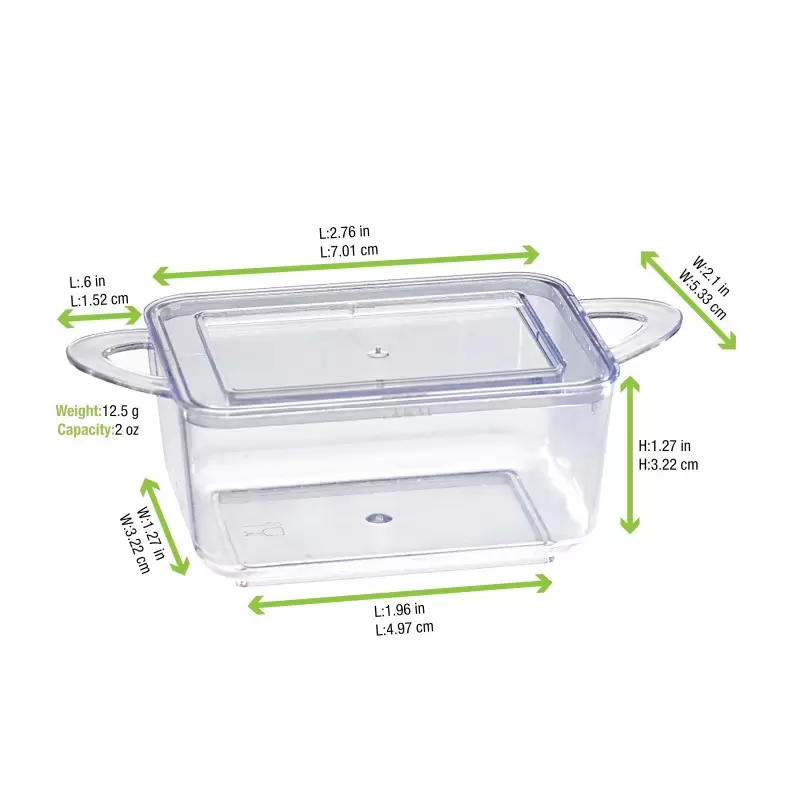 PacknWood Loukia Clear Green Casserole Dish - 2.5oz 3.8 x 2 x 1.1" - 576 pcs PacknWood Loukia Clear Green Casserole Dish - 2.5oz 3.8 x 2 x 1.1" - 576 pcs