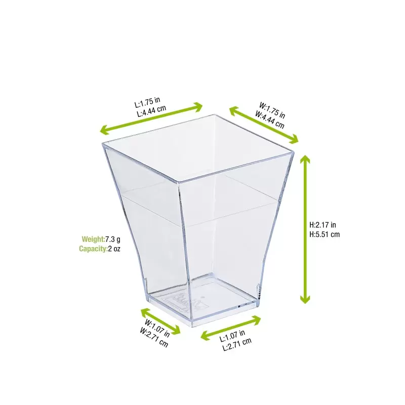 PacknWood Clear Square Cup - 2oz 1.7 x 1.7 x 2.1'' - 600 pcs PacknWood Clear Square Cup - 2oz 1.7 x 1.7 x 2.1'' - 600 pcs