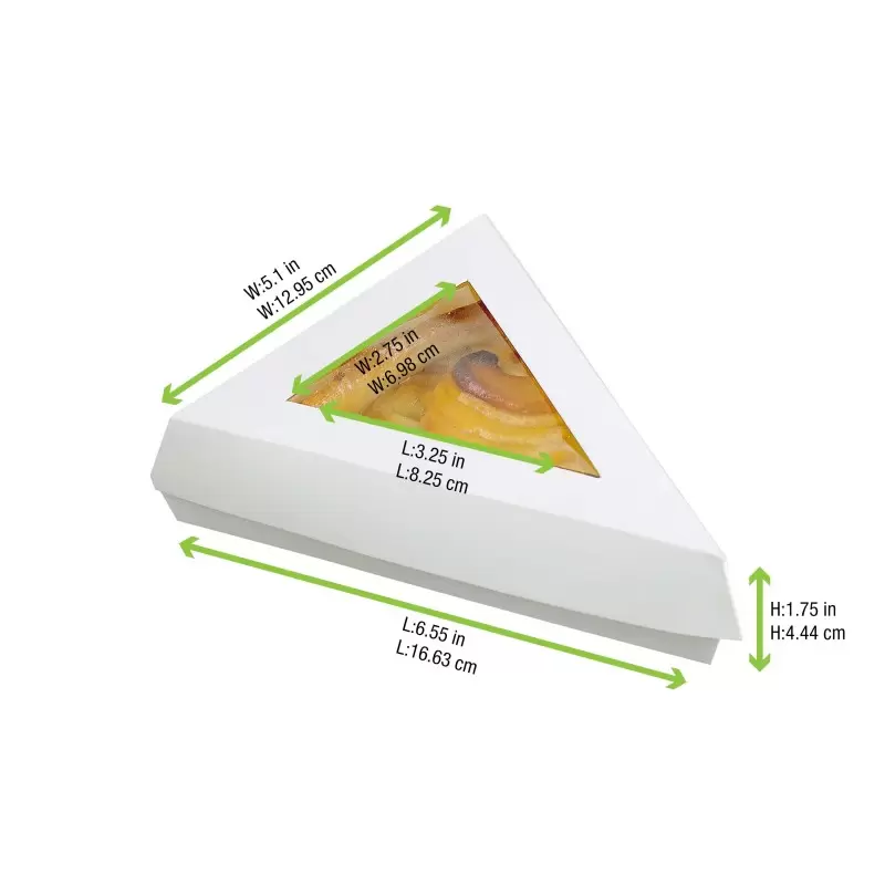 PacknWood White Slice Box With Pe Window Lid - 12oz 6.7 x 5.1'' - 200 pcs PacknWood White Slice Box With Pe Window Lid - 12oz 6.7 x 5.1'' - 200 pcs