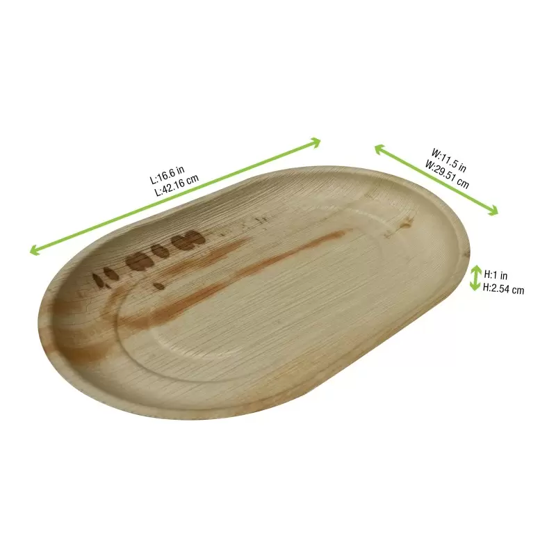 PacknWood Oval Palm Leaf Plate - L:17'' W:3.5'' H:1'' - 50 pcs PacknWood Oval Palm Leaf Plate - L:17'' W:3.5'' H:1'' - 50 pcs