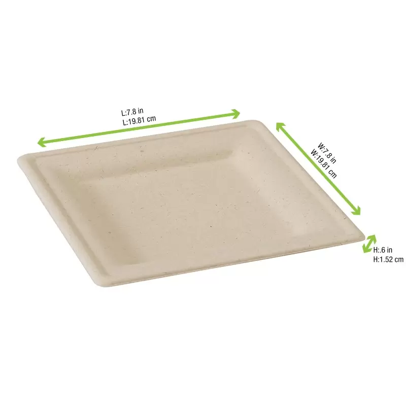 PacknWood Square Brown Sugarcane Plate - 7.8 x 7.8'' - 500 pcs PacknWood Square Brown Sugarcane Plate - 7.8 x 7.8'' - 500 pcs