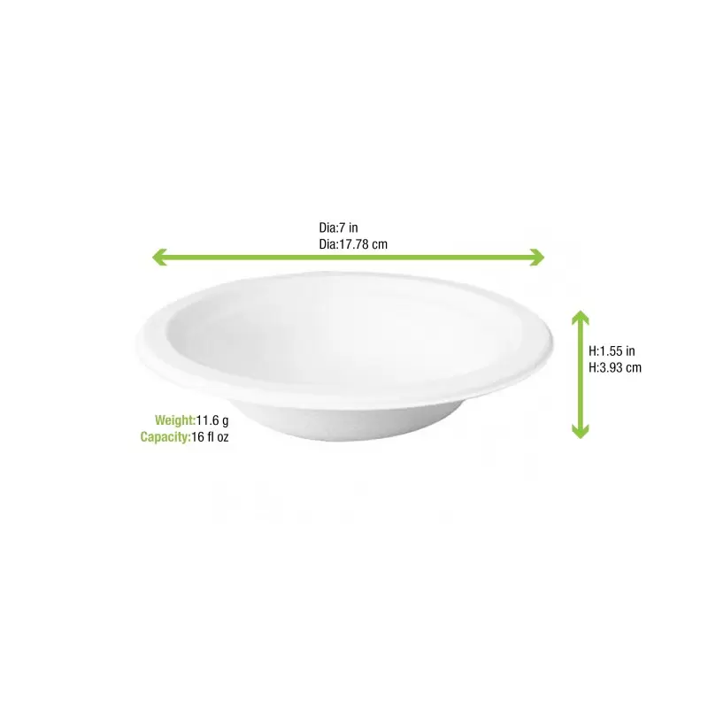 PacknWood White Sugarcane Salad Bowl - 16oz Diam.7.09'' - 600 pcs PacknWood White Sugarcane Salad Bowl - 16oz Diam.7.09'' - 600 pcs