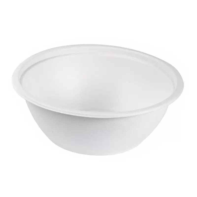 PacknWood White Sugarcane Salad Bowl - 80oz Diam.9.4 H:3.3'' - 100 pcs PacknWood White Sugarcane Salad Bowl - 80oz Diam.9.4 H:3.3'' - 100 pcs