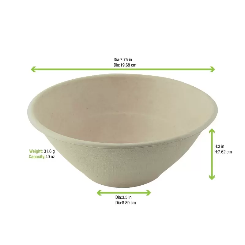 PacknWood Round Brown Sugarcane Bowl - H:3'' - 250 pcs PacknWood Round Brown Sugarcane Bowl - H:3'' - 250 pcs