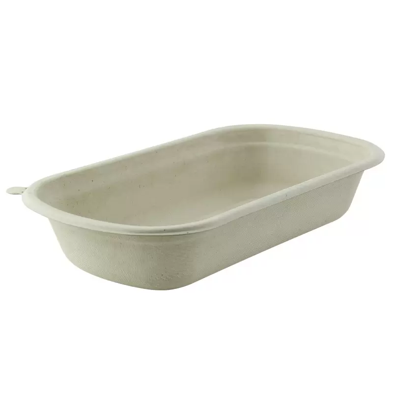 PacknWood Rectangular Brown Sugarcane Container - 25oz L:9'' W:5.3'' H:1.4'' - 250 pcs PacknWood Rectangular Brown Sugarcane Container - 25oz L:9'' W:5.3'' H:1.4'' - 250 pcs