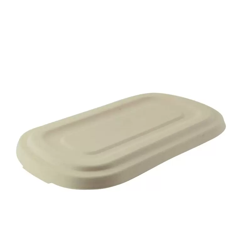 PacknWood Rectangular Brown Sugarcane Lid - L:10.6'' W:5.5'' H:0.6'' - 250 pcs PacknWood Rectangular Brown Sugarcane Lid - L:10.6'' W:5.5'' H:0.6'' - 250 pcs