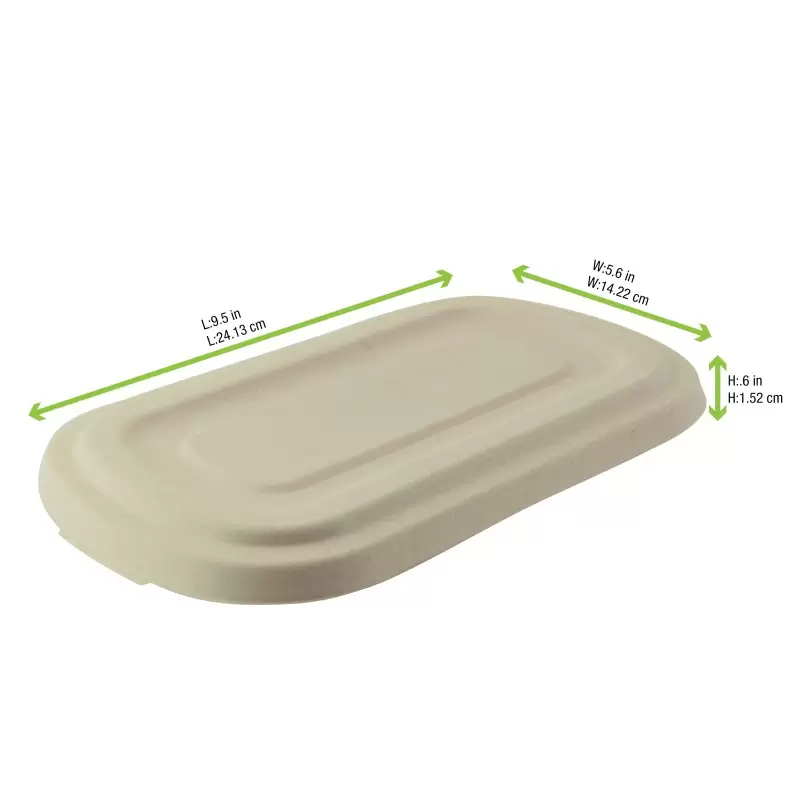 PacknWood Rectangular Brown Sugarcane Lid - L:10.6'' W:5.5'' H:0.6'' - 250 pcs PacknWood Rectangular Brown Sugarcane Lid - L:10.6'' W:5.5'' H:0.6'' - 250 pcs