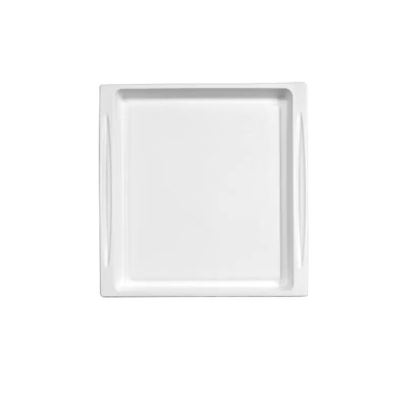 PacknWood White Sugarcane Tray Atlas - 10.7 x 10.4 x 0.75'' - 200 pcs PacknWood White Sugarcane Tray Atlas - 10.7 x 10.4 x 0.75'' - 200 pcs