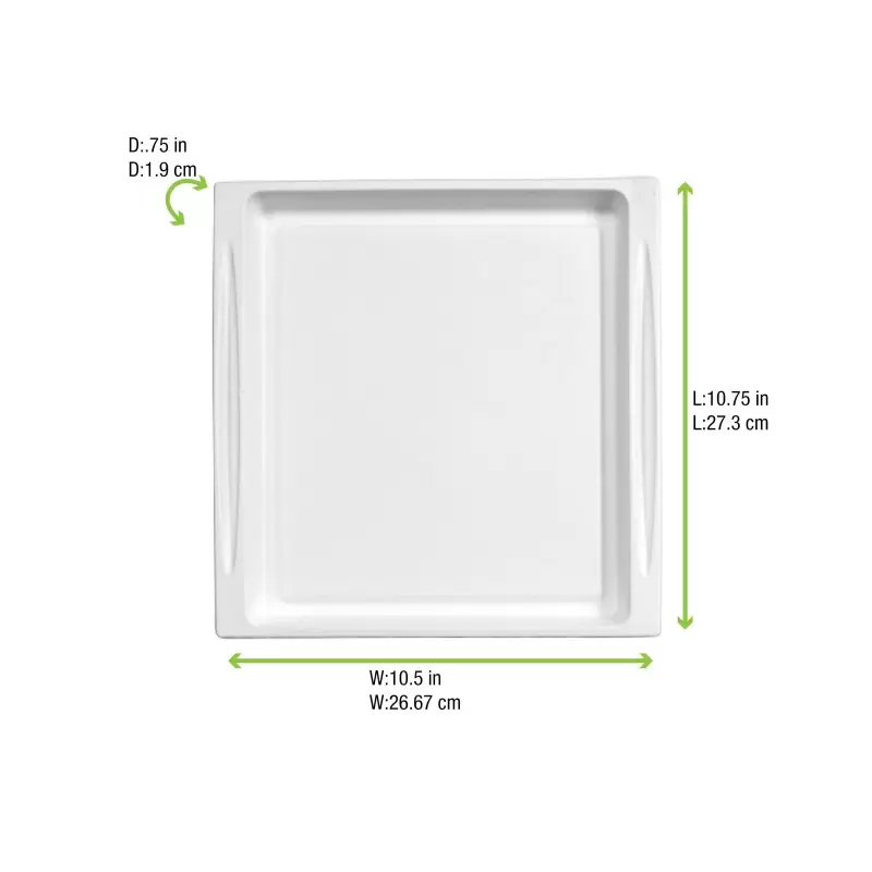 PacknWood White Sugarcane Tray Atlas - 10.7 x 10.4 x 0.75'' - 200 pcs PacknWood White Sugarcane Tray Atlas - 10.7 x 10.4 x 0.75'' - 200 pcs