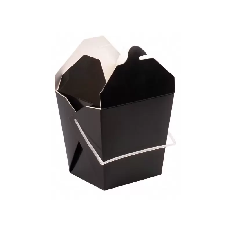 PacknWood 210Aspail33N - Black Square Noodle Pail Box - 32oz - 450 pcs PacknWood 210Aspail33N - Black Square Noodle Pail Box - 32oz - 450 pcs