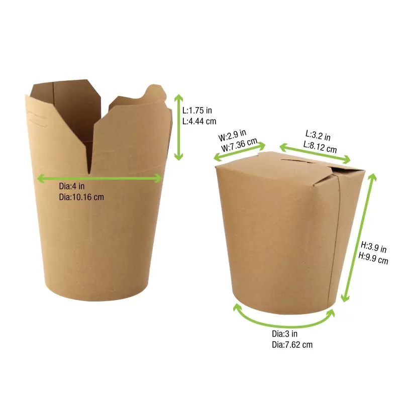 PacknWood Kraft Take Out Container - 16oz Diam.3.25'' H:3.75'' - 500 pcs PacknWood Kraft Take Out Container - 16oz Diam.3.25'' H:3.75'' - 500 pcs