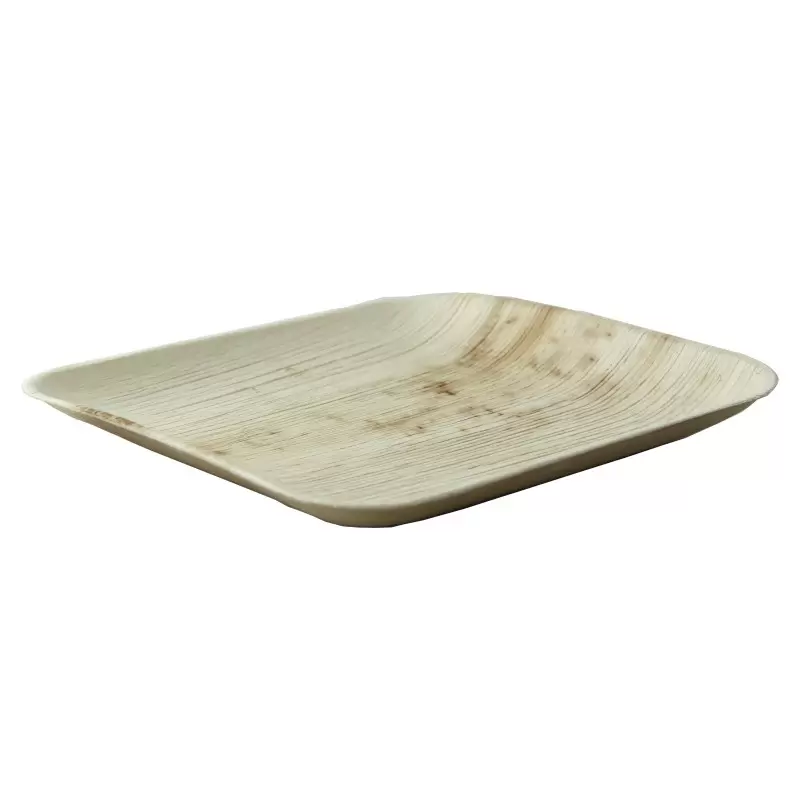 PacknWood Square Palm Leaf Plate With Rounded Corners - L:7.9'' W:7.9'' H:0.8'' - 100 pcs PacknWood Square Palm Leaf Plate With Rounded Corners - L:7.9'' W:7.9'' H:0.8'' - 100 pcs