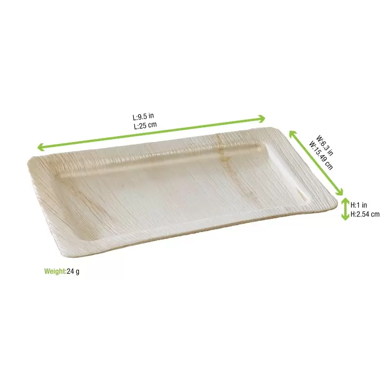 PacknWood Rectangular Palm Leaf Plate - 9.5 x 6.3'' - 100 pcs PacknWood Rectangular Palm Leaf Plate - 9.5 x 6.3'' - 100 pcs