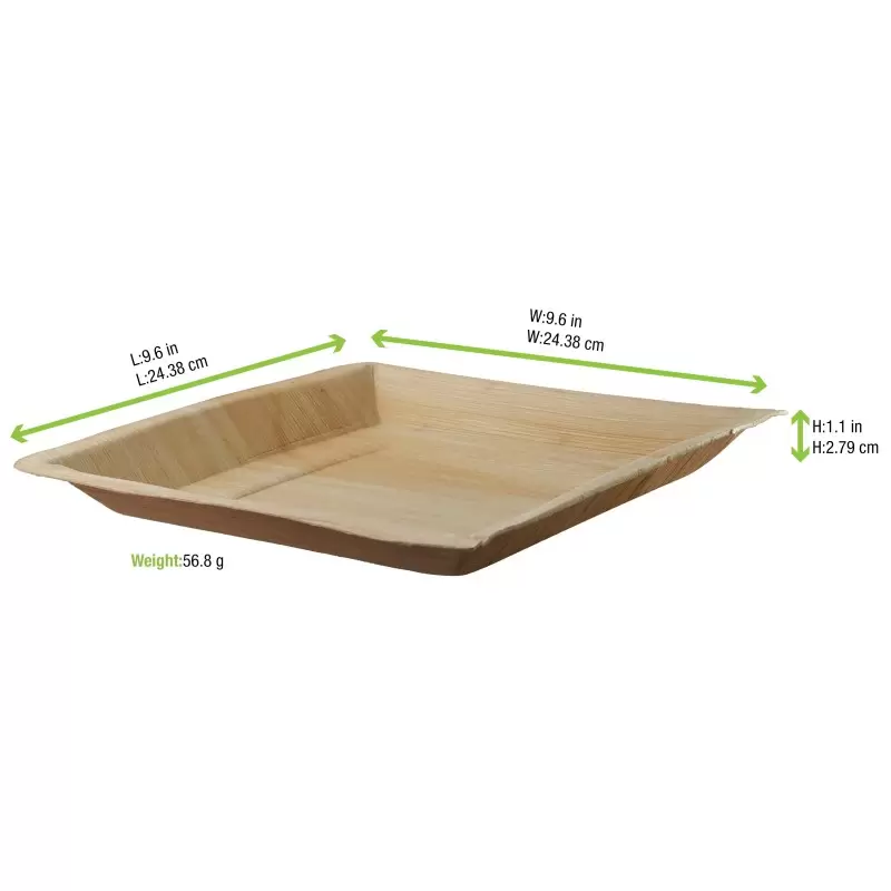PacknWood Square Palm Leaf Dinner Plate - 10 x 10'' - 100 pcs PacknWood Square Palm Leaf Dinner Plate - 10 x 10'' - 100 pcs