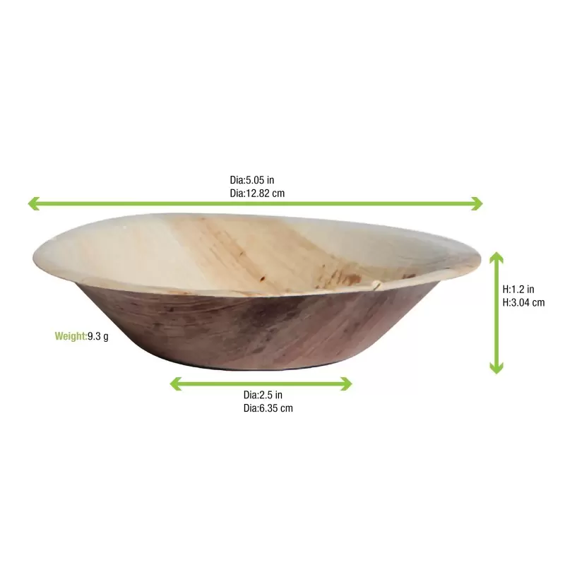 PacknWood Palm Leaf Mini Bowl/Plate - 6oz Diam.4.7'' H:1'' - 100 pcs PacknWood Palm Leaf Mini Bowl/Plate - 6oz Diam.4.7'' H:1'' - 100 pcs