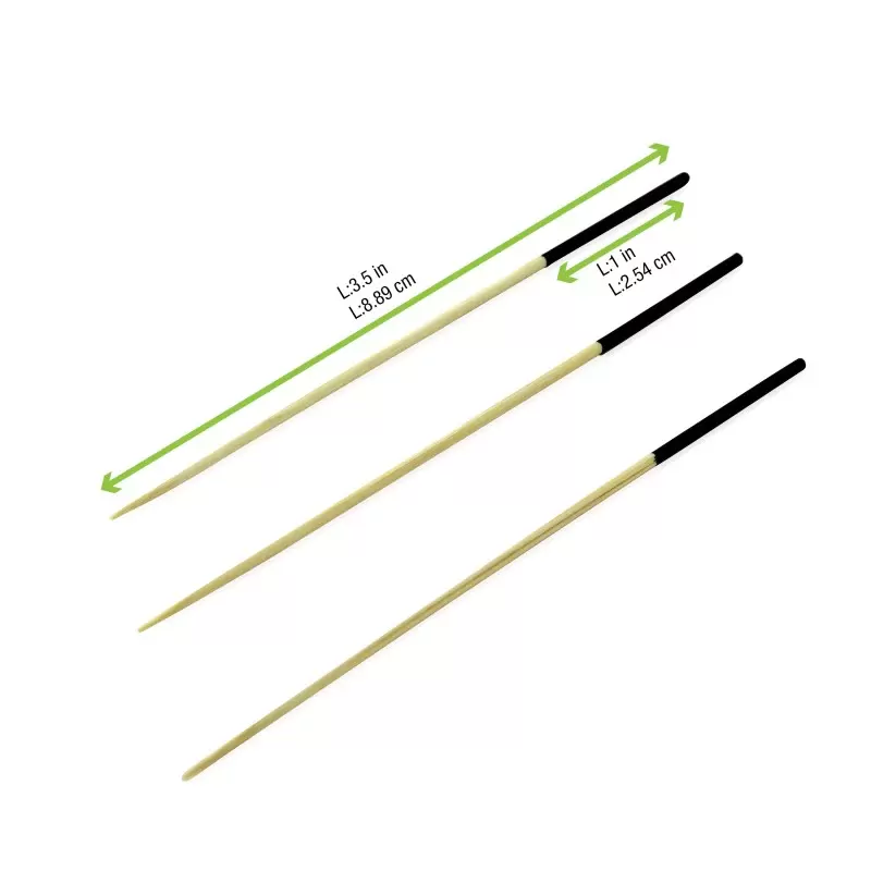 PacknWood Black End Bamboo Picks - 3.5'' - 2000 pcs PacknWood Black End Bamboo Picks - 3.5'' - 2000 pcs