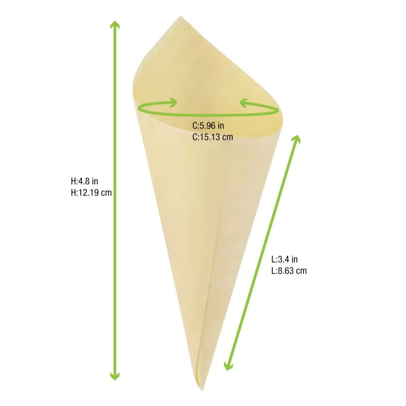 PacknWood Mini Wooden Cone - Diam.1.9'' H:4.9 x 3.5'' - 1000 pcs PacknWood Mini Wooden Cone - Diam.1.9'' H:4.9 x 3.5'' - 1000 pcs