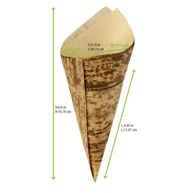 PacknWood Bamboo Leaf Cone 2 Layers - 5oz Diam.2.7'' H:6.7 x 4.9'' - 1000 pcs PacknWood Bamboo Leaf Cone 2 Layers - 5oz Diam.2.7'' H:6.7 x 4.9'' - 1000 pcs