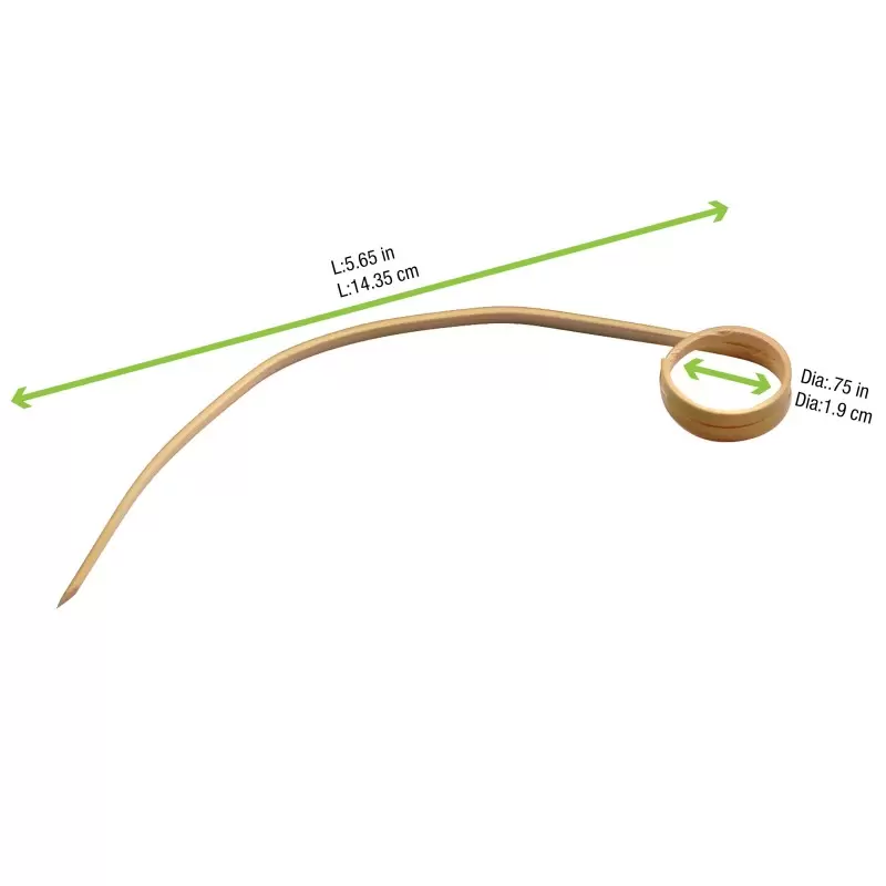 PacknWood Curved Bamboo Skewers - 5.7'' - 2000 pcs