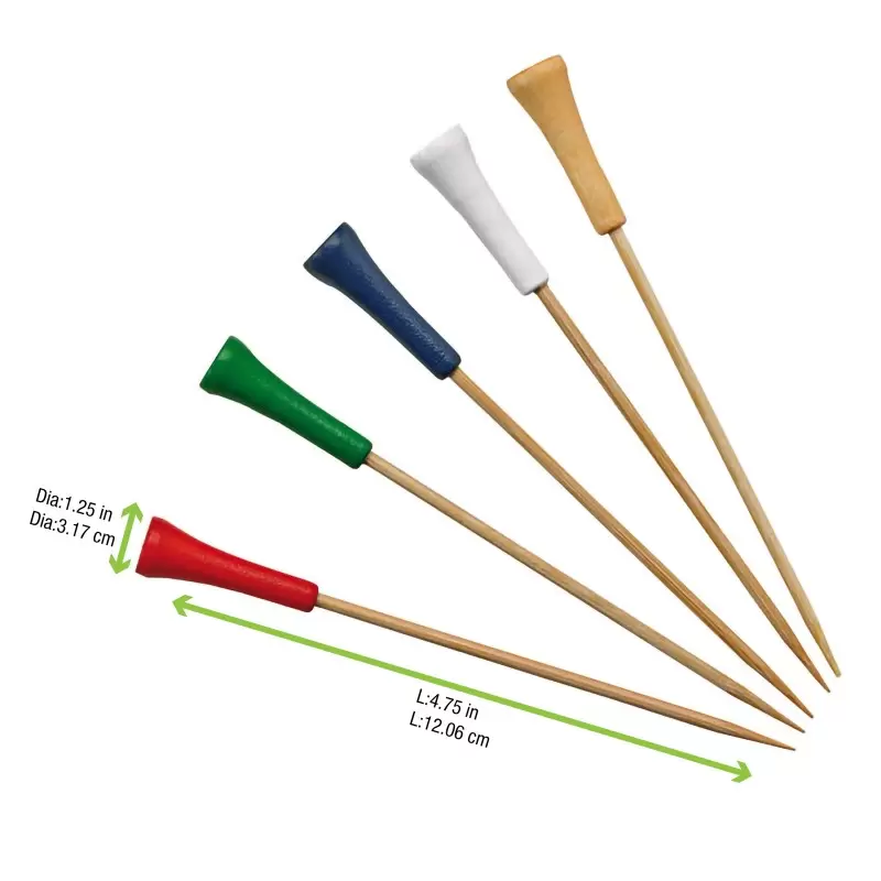 PacknWood Bamboo Golf Tee Skewers (Assorted Colors) - 4.7'' - 1000 pcs PacknWood Bamboo Golf Tee Skewers (Assorted Colors) - 4.7'' - 1000 pcs