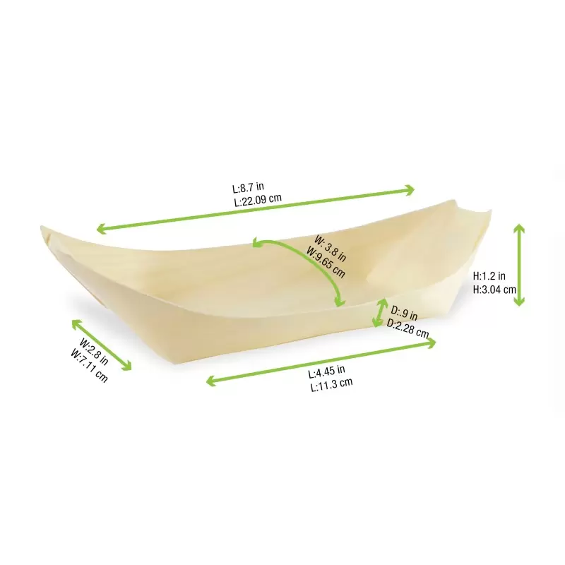 PacknWood Large Wooden Boat - 12oz 8.3 x 4.4 x 0.9'' - 500 pcs PacknWood Large Wooden Boat - 12oz 8.3 x 4.4 x 0.9'' - 500 pcs