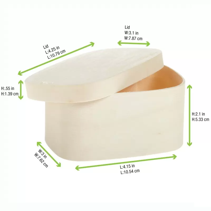 PacknWood Rectangular Wood Box - 8oz 4.3 x 3 x 2'' - 100 pcs PacknWood Rectangular Wood Box - 8oz 4.3 x 3 x 2'' - 100 pcs