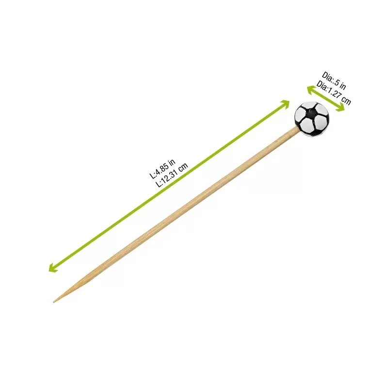 PacknWood 210Bbrnd - Sports Themed Bamboo Skewers Soccer - 4.72'' - 1000 pcs PacknWood 210Bbrnd - Sports Themed Bamboo Skewers Soccer - 4.72'' - 1000 pcs