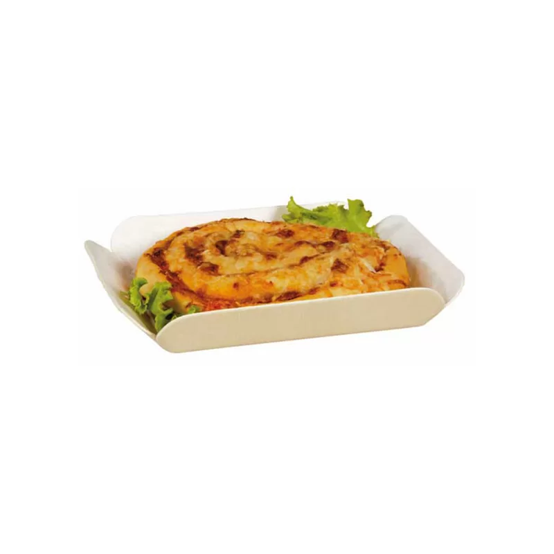 PacknWood Canada Molded Wooden Tray With Paper - EXT: 6.5 x 5.1 x 1.1'': ''T: 4 - 400 pcs PacknWood Canada Molded Wooden Tray With Paper - EXT: 6.5 x 5.1 x 1.1'': ''T: 4 - 400 pcs