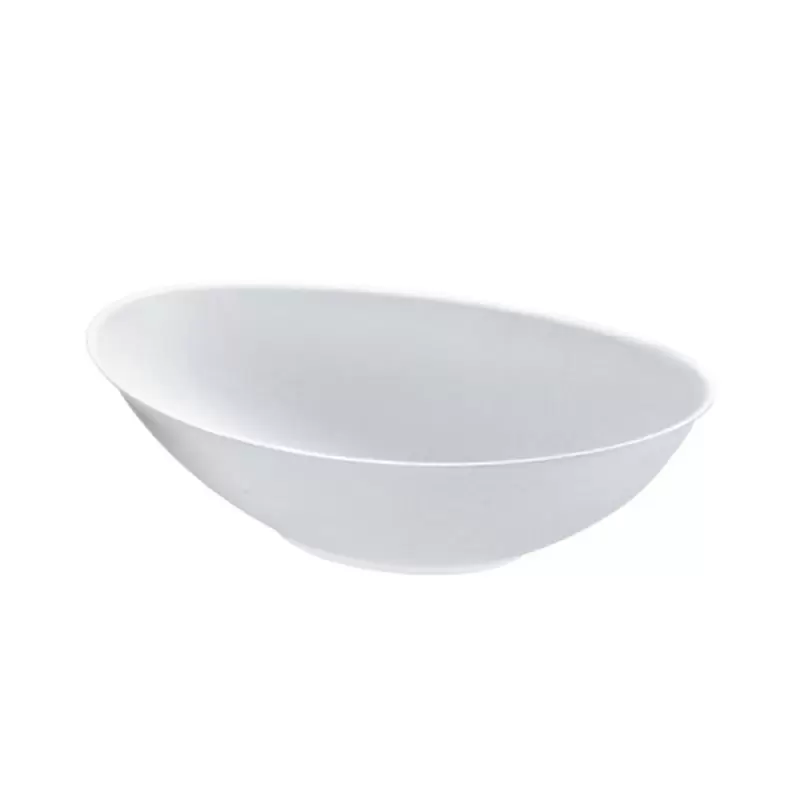 PacknWood Bio N Chic Oval White Sugarcane Bowl - 34oz 9.4 x 5.7'' - 250 pcs PacknWood Bio N Chic Oval White Sugarcane Bowl - 34oz 9.4 x 5.7'' - 250 pcs